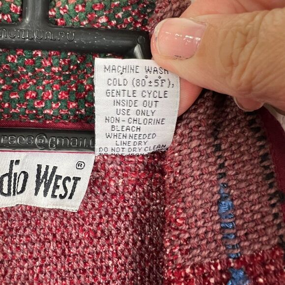 Vintage Studio West Boho Red Black Woven Colorful Tapestry Jacket Womens 3X - Picture 5 of 11